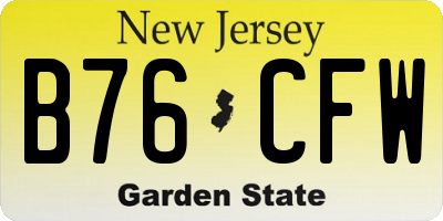 NJ license plate B76CFW