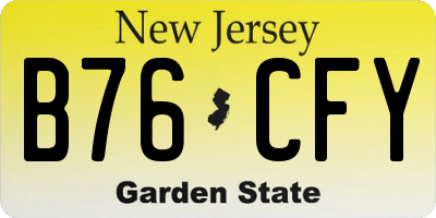 NJ license plate B76CFY