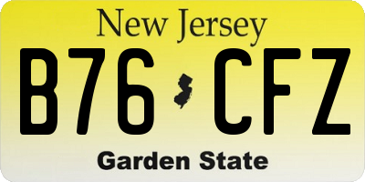 NJ license plate B76CFZ