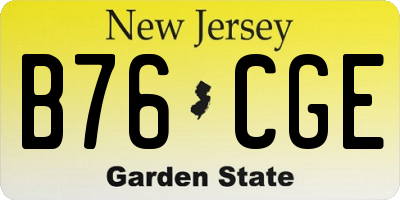 NJ license plate B76CGE