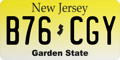 NJ license plate B76CGY