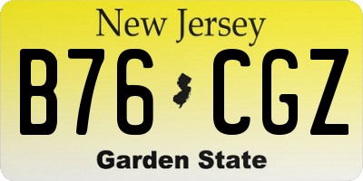 NJ license plate B76CGZ