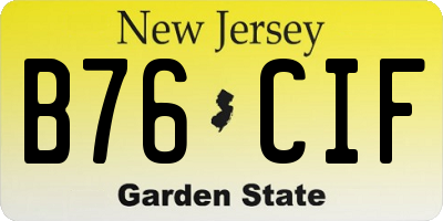 NJ license plate B76CIF