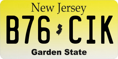 NJ license plate B76CIK