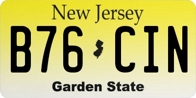 NJ license plate B76CIN
