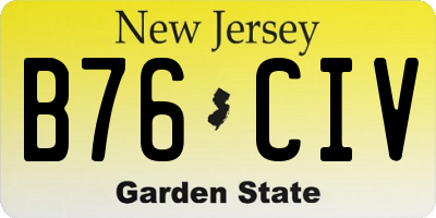 NJ license plate B76CIV