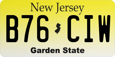NJ license plate B76CIW