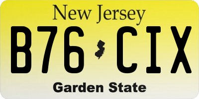 NJ license plate B76CIX