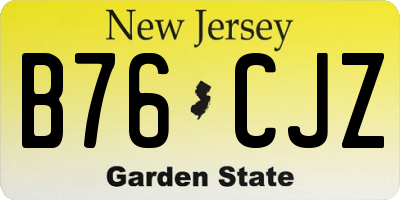 NJ license plate B76CJZ