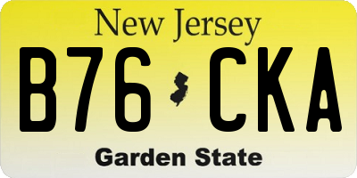 NJ license plate B76CKA
