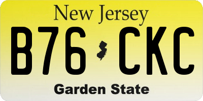 NJ license plate B76CKC