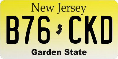 NJ license plate B76CKD