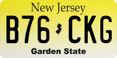 NJ license plate B76CKG
