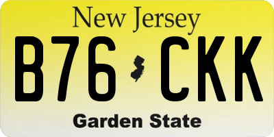 NJ license plate B76CKK