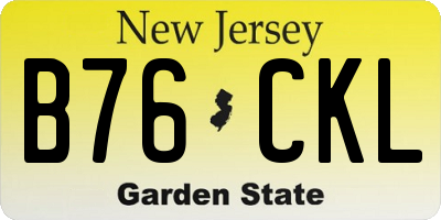 NJ license plate B76CKL