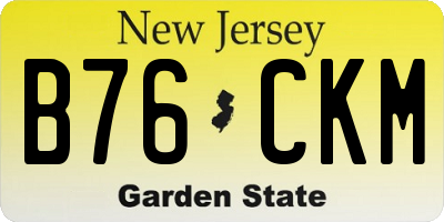 NJ license plate B76CKM
