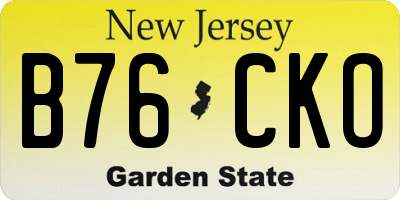 NJ license plate B76CKO