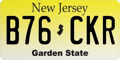 NJ license plate B76CKR