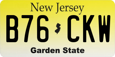 NJ license plate B76CKW