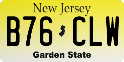 NJ license plate B76CLW