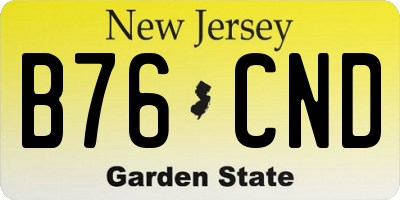 NJ license plate B76CND