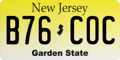 NJ license plate B76COC