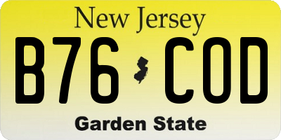 NJ license plate B76COD