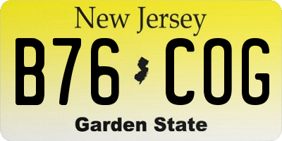 NJ license plate B76COG