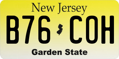 NJ license plate B76COH