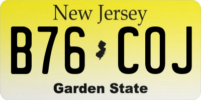 NJ license plate B76COJ