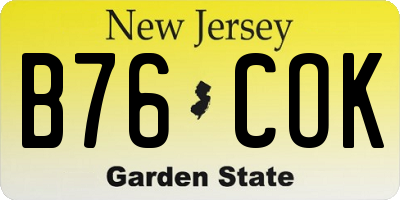 NJ license plate B76COK