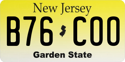 NJ license plate B76COO