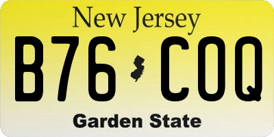 NJ license plate B76COQ
