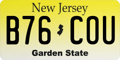 NJ license plate B76COU