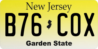 NJ license plate B76COX