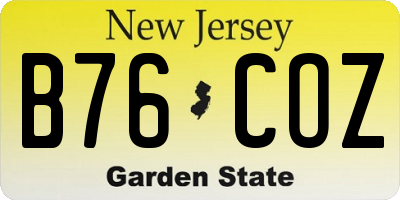 NJ license plate B76COZ