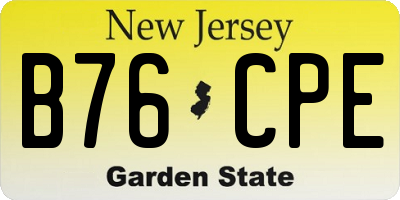 NJ license plate B76CPE