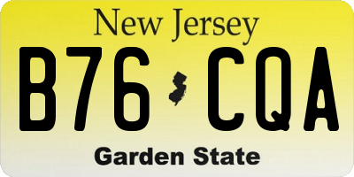 NJ license plate B76CQA
