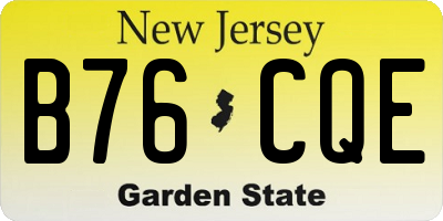 NJ license plate B76CQE