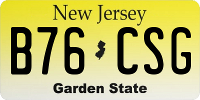 NJ license plate B76CSG