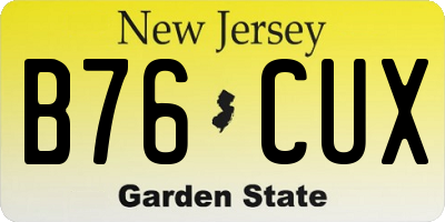 NJ license plate B76CUX