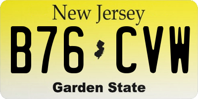 NJ license plate B76CVW