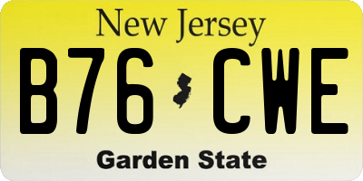 NJ license plate B76CWE