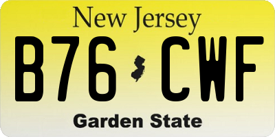 NJ license plate B76CWF