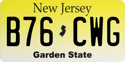 NJ license plate B76CWG