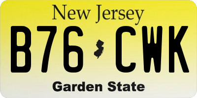 NJ license plate B76CWK