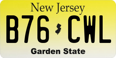 NJ license plate B76CWL
