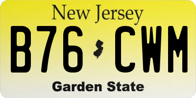 NJ license plate B76CWM