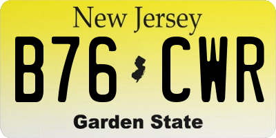 NJ license plate B76CWR