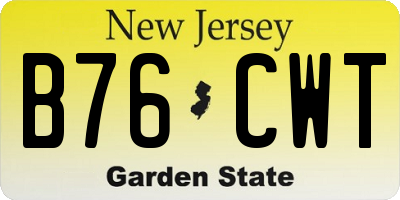NJ license plate B76CWT